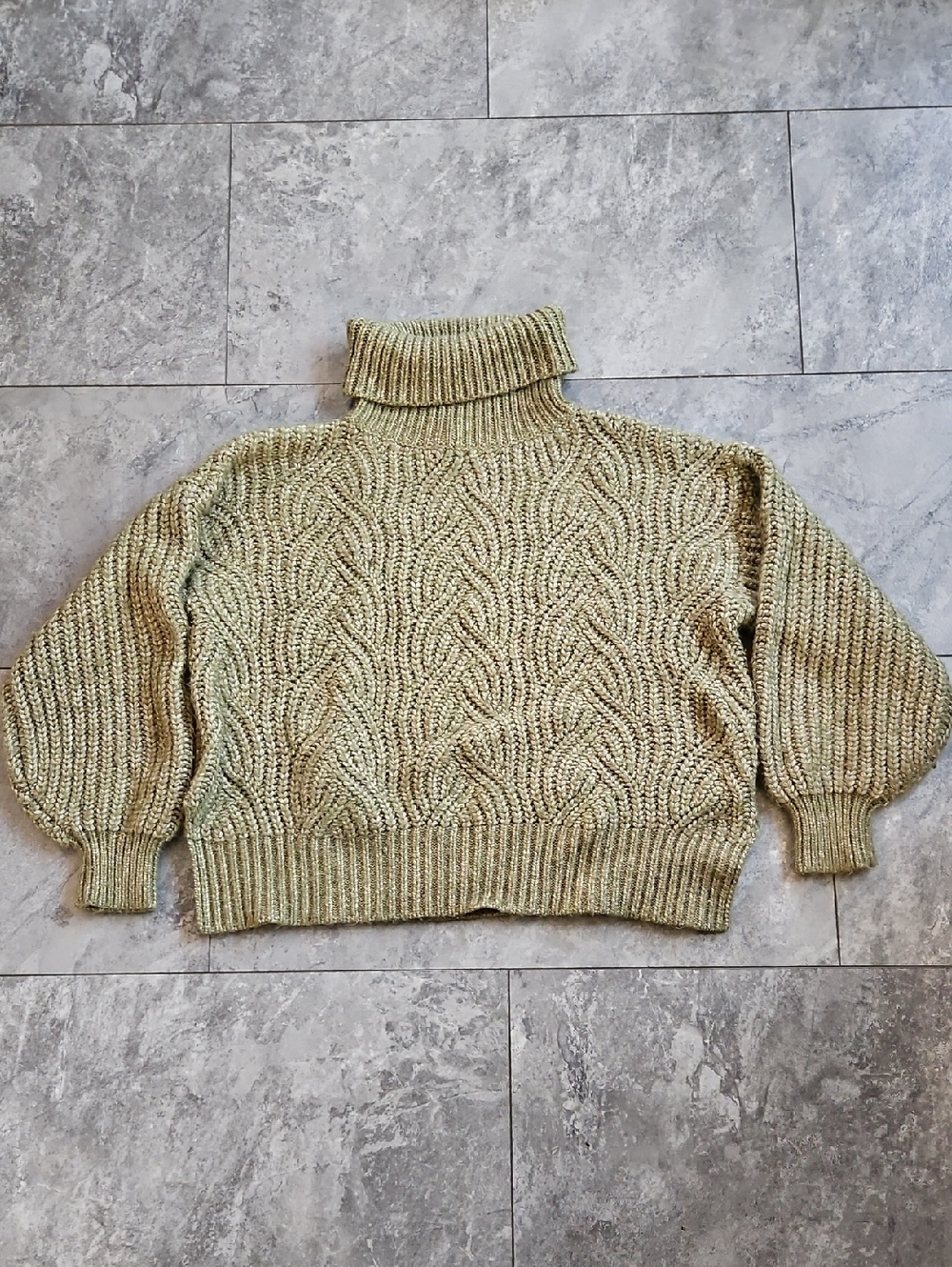 a new day Olive Cable Knit Turtleneck Sweater